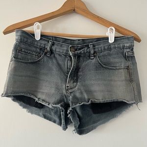 Denim colab shorts